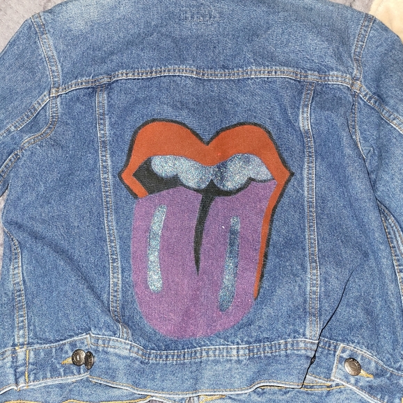 Women's Izod Jeans Handpainted Denim Jacket sz Petite Med - Picture 4 of 6